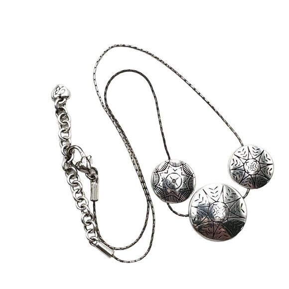 Brighton Triple Circles Pendant 14 - 16 Inch Silver Plated Necklace - Picture 2 of 2